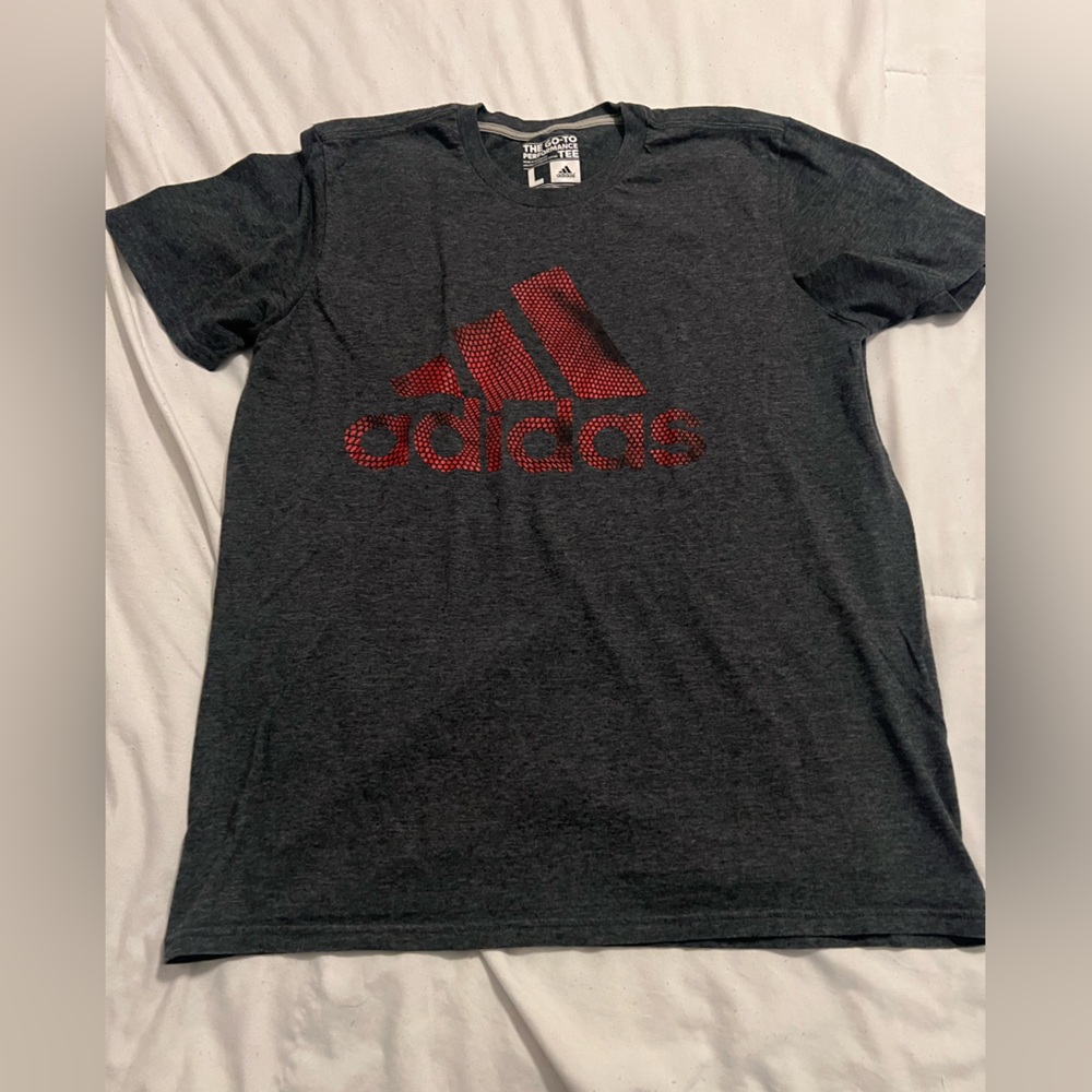 Adidas Gray and Red Men's Shirt Large